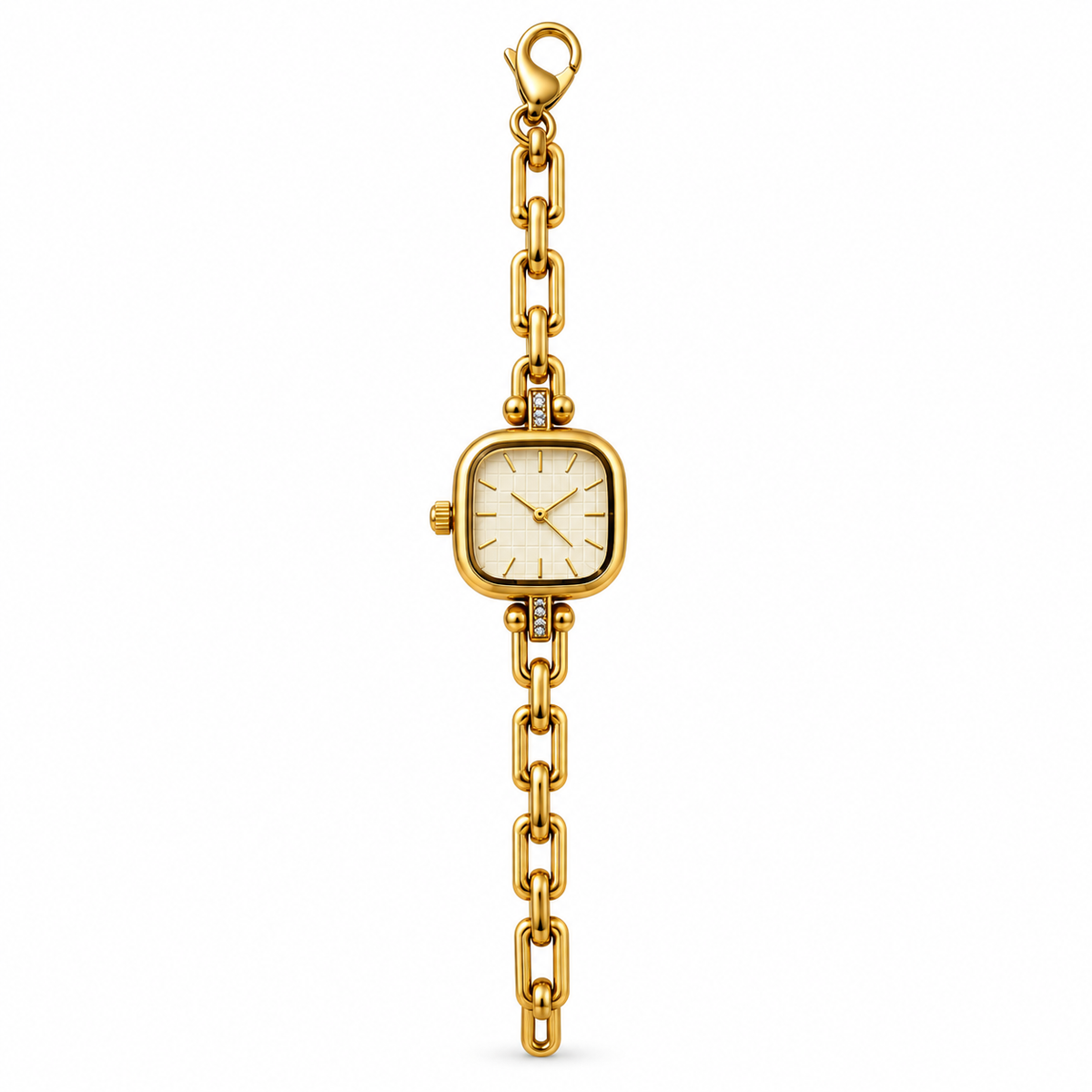Montre-Bijou Dorée – Cadran Blanc Texturé