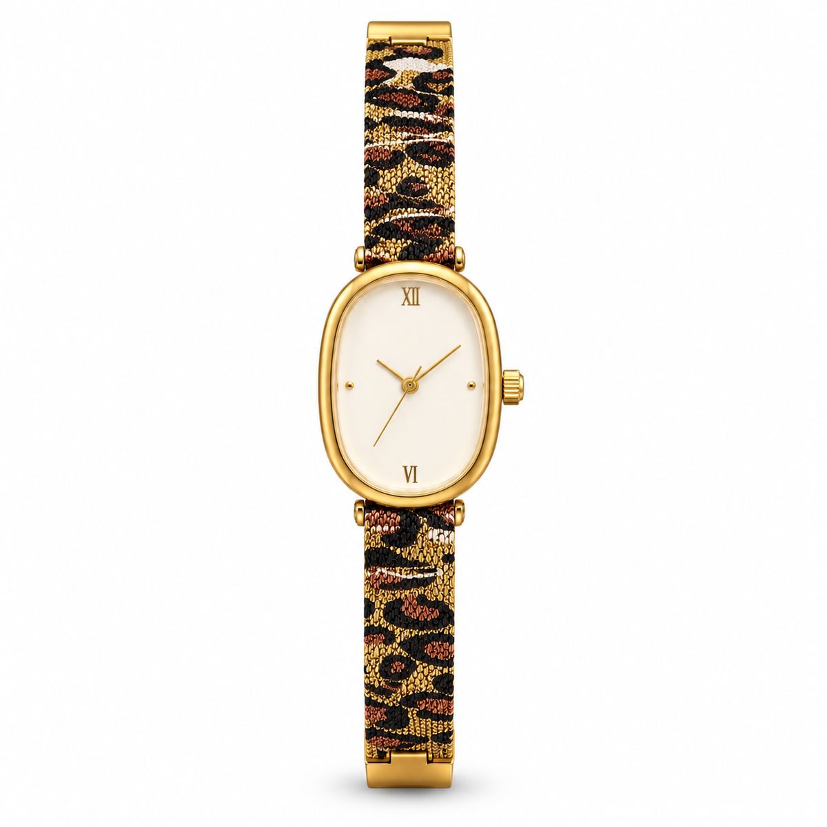 Montre Wild Dorée – Bracelet Léopard Multicolore