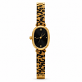 Montre Wild Dorée – Cadran Noir & Bracelet Léopard