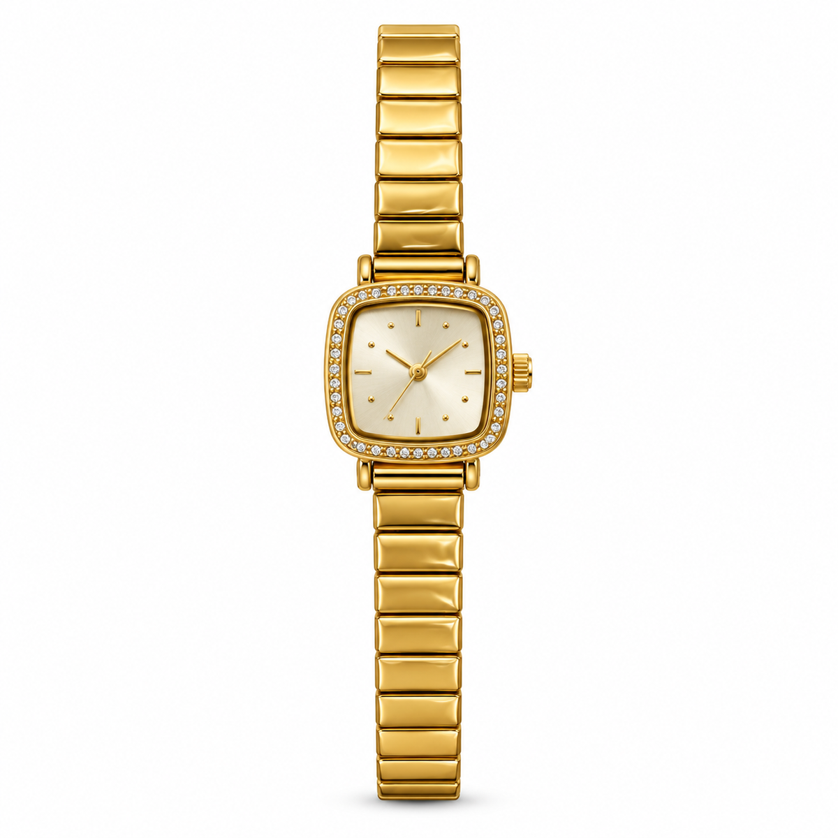 Montre Éclat Carrée Dorée – Bracelet à Maillons