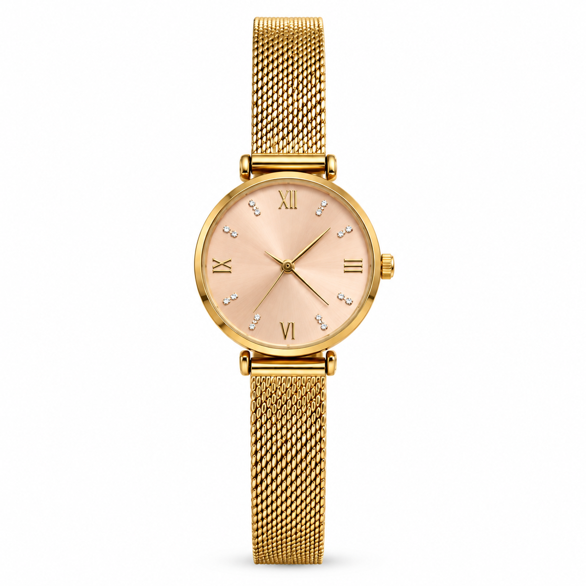 Montre Éclat Dorée – Cadran Rose Poudré