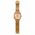 Montre Élégance Carrée Dorée – Cadran Rose