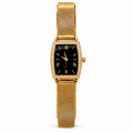 Montre Prestige Dorée – Cadran Noir &amp; Cristaux