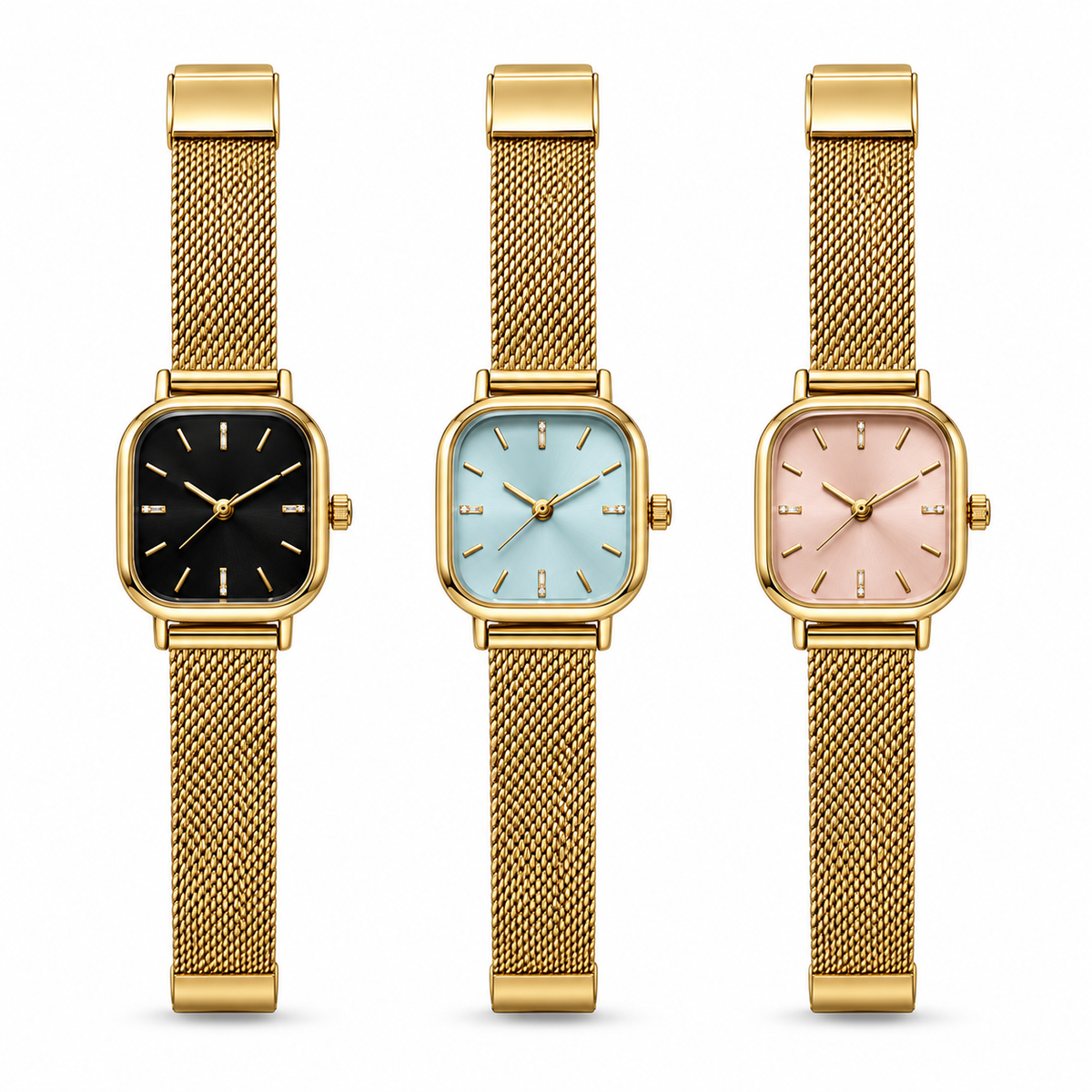 Montre Élégance Carrée Dorée