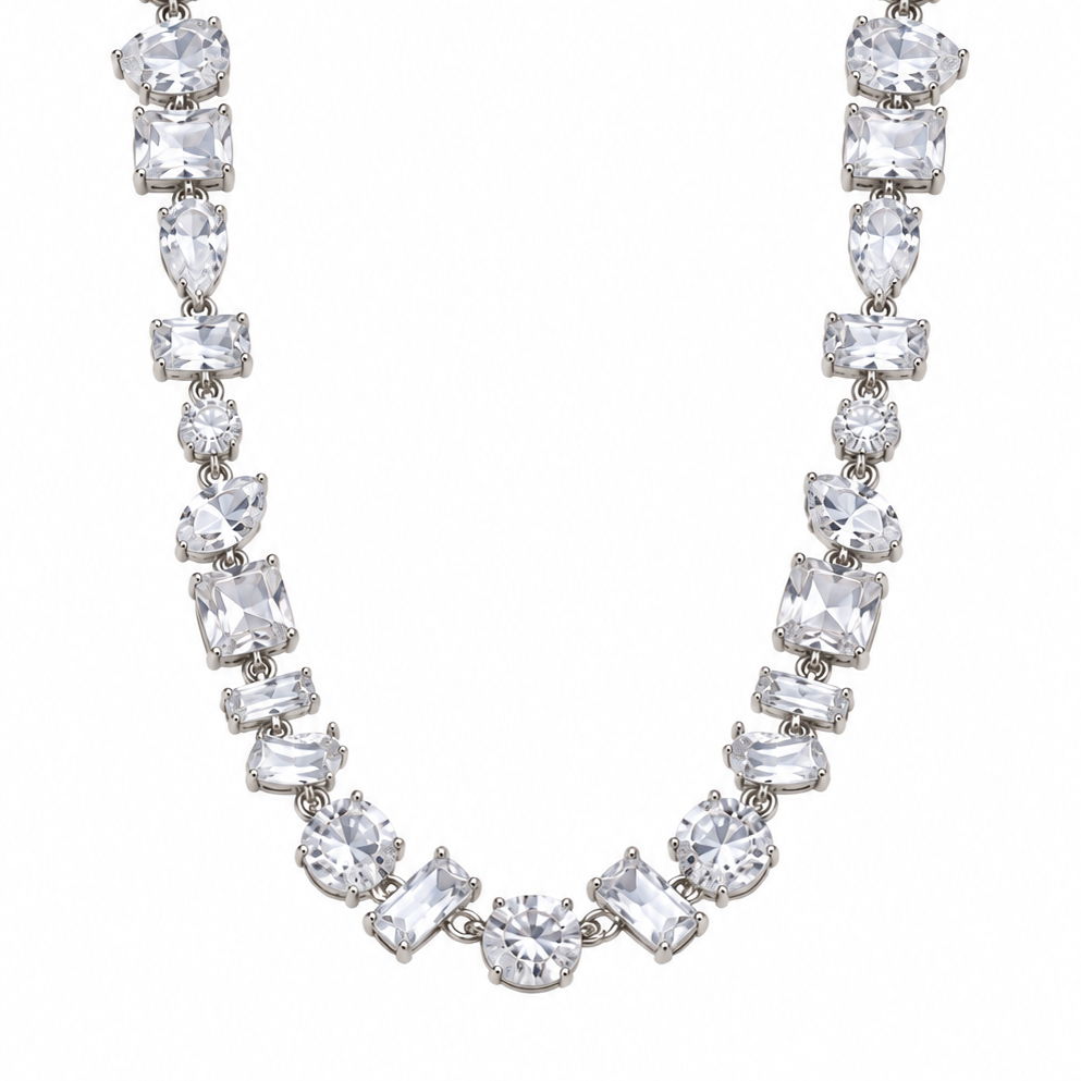 Collier Émeraude Cristal Argenté