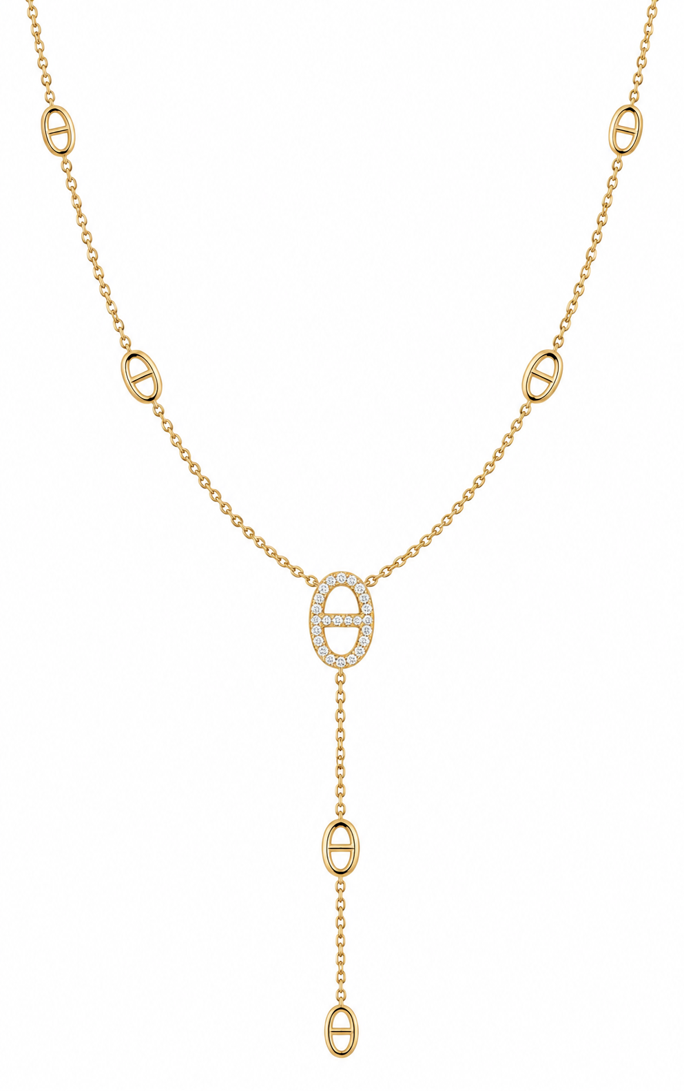 Collier Maïa en Y à motifs dorés