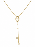 Collier Élia à double pampille dorée