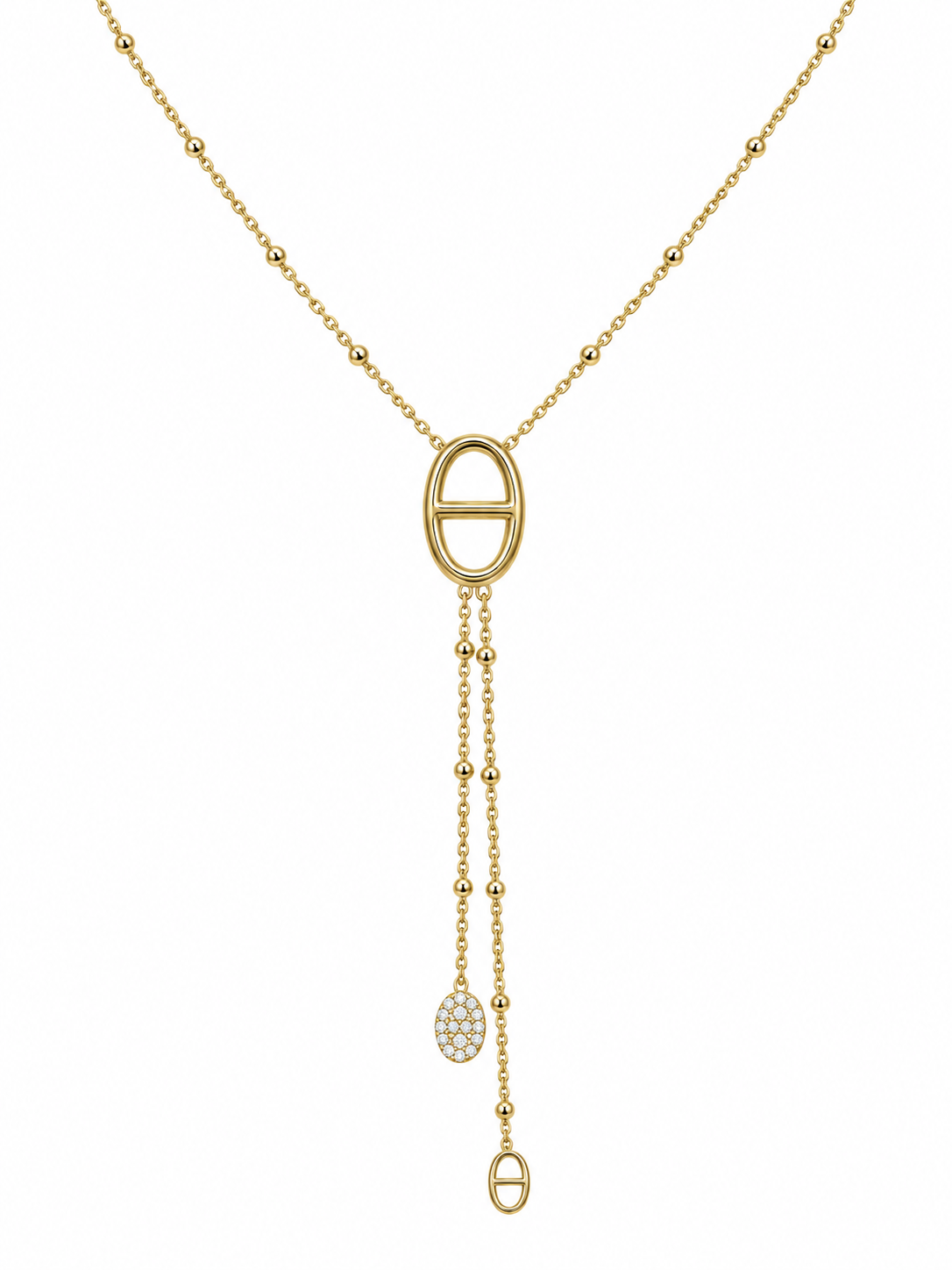 Collier Élia à double pampille dorée