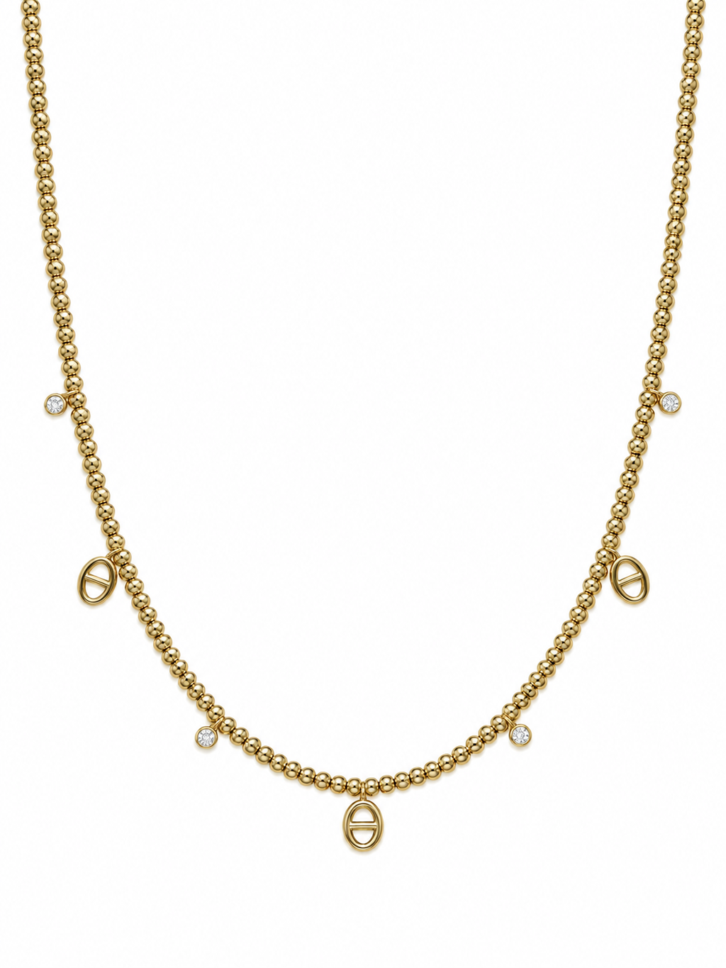 Collier Naïa à perles dorées et pampilles