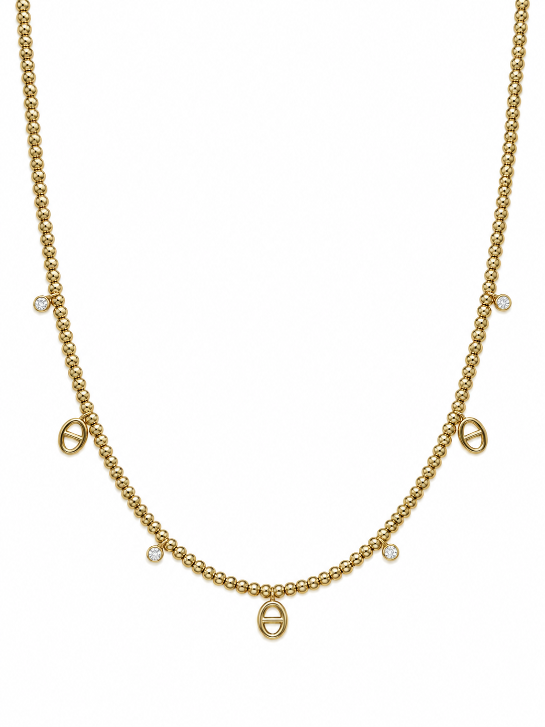 Collier Naïa à perles dorées et pampilles