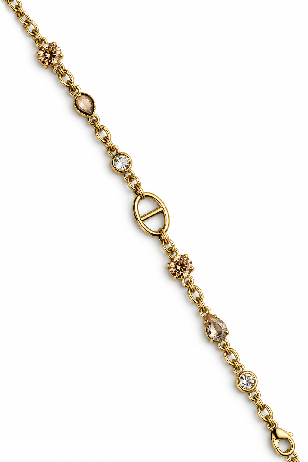 Bracelet Alina – Doré et Pierres Beige & Blanche