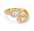 Bague Double Goutte Réglable – Dorée