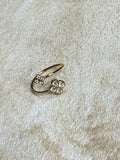 Bague Dorée Asymétrique Double Trèfle – Ajustable