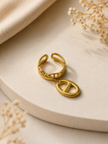 Bague Dorée Chaîne Médaillon Ovale – Ajustable