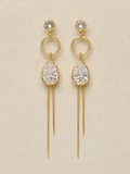 Boucles d'Oreilles Pendantes Cristal & Chaînes Dorées
