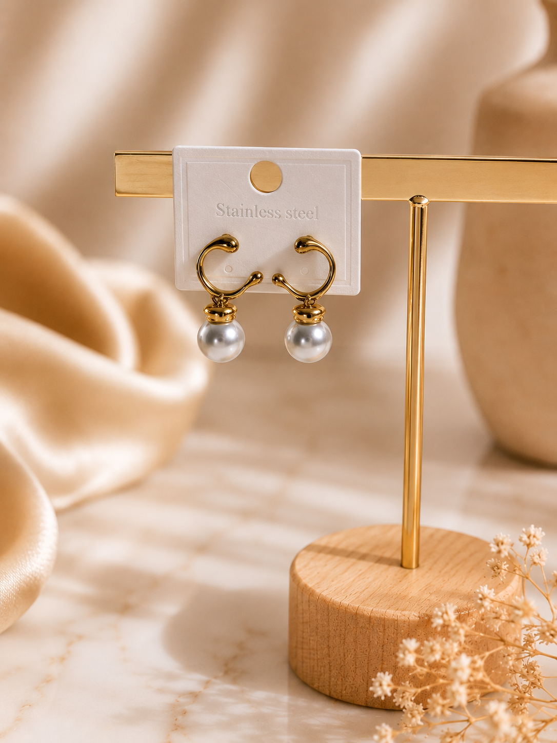 Boucles d'Oreilles Perle & Or – Mini Créoles