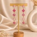 Boucles d'Oreilles Trèfles Cristal Rose – Longues Pendantes