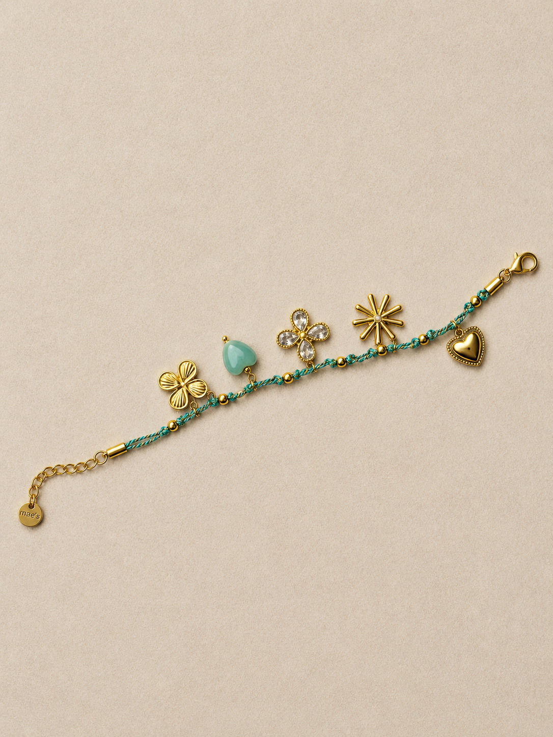 Bracelet Charms Corde Turquoise