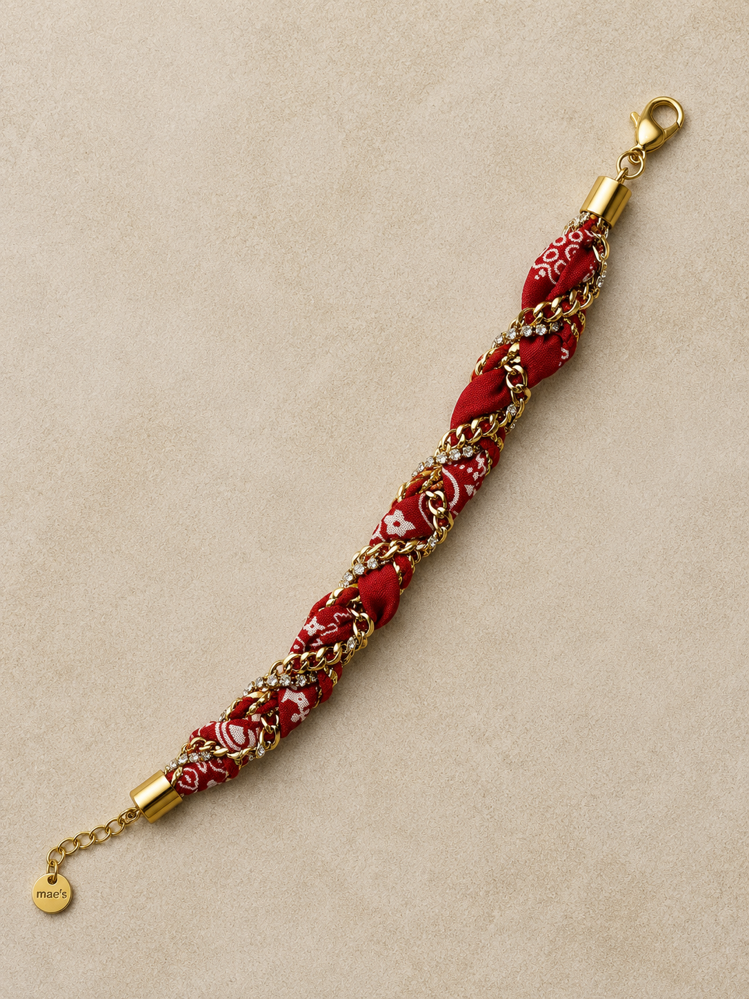 Bracelet Tressé Bandana Rouge & Or