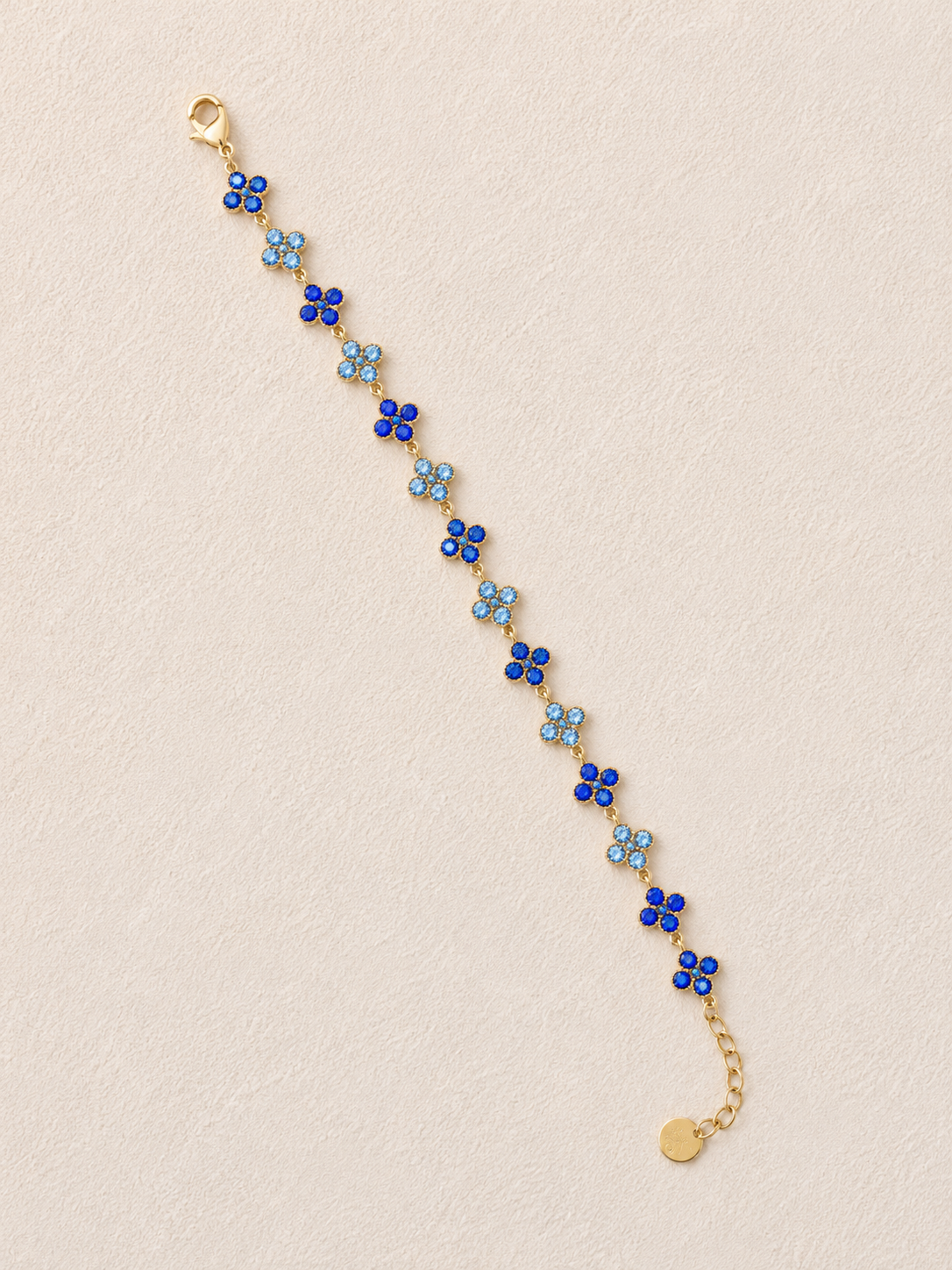 Bracelet Fleurs Bicolore Bleu & Or