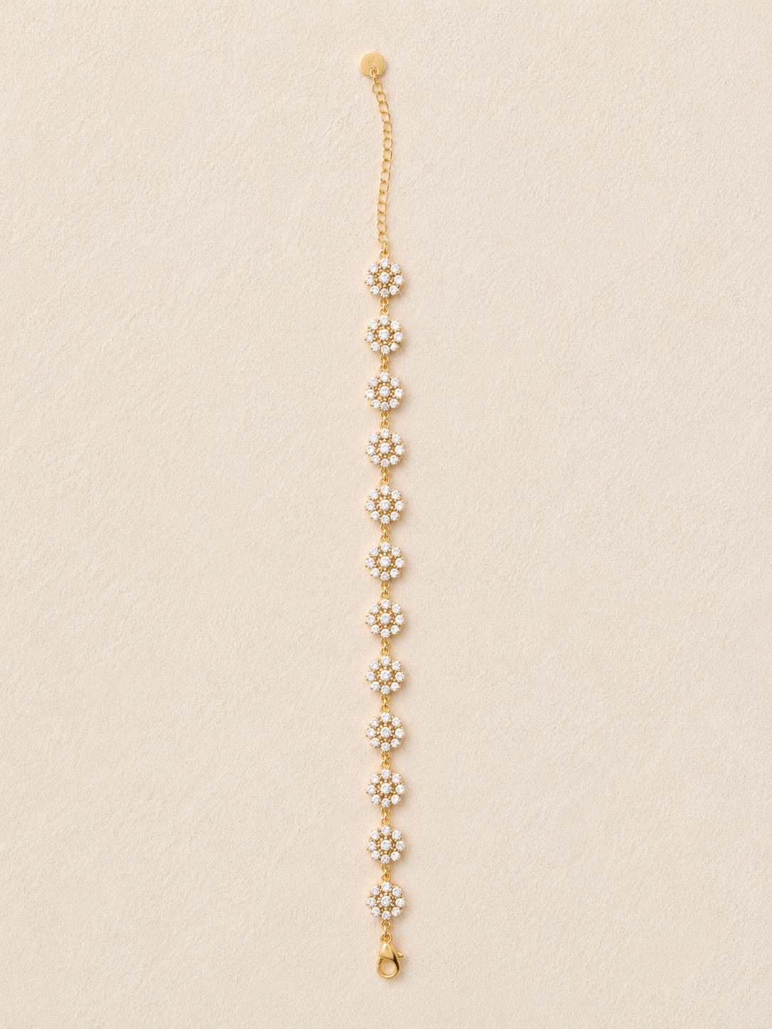 Bracelet Fleurs de Strass Blanc & Or