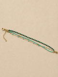 Bracelet Double Rang Perles Turquoise