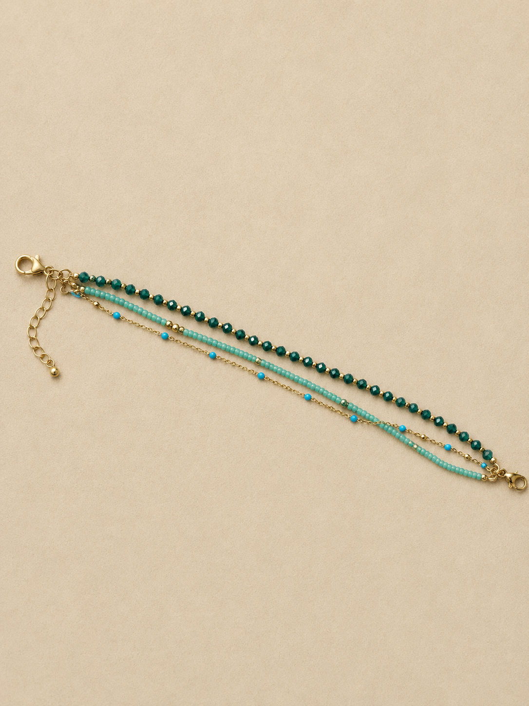 Bracelet Double Rang Perles Turquoise