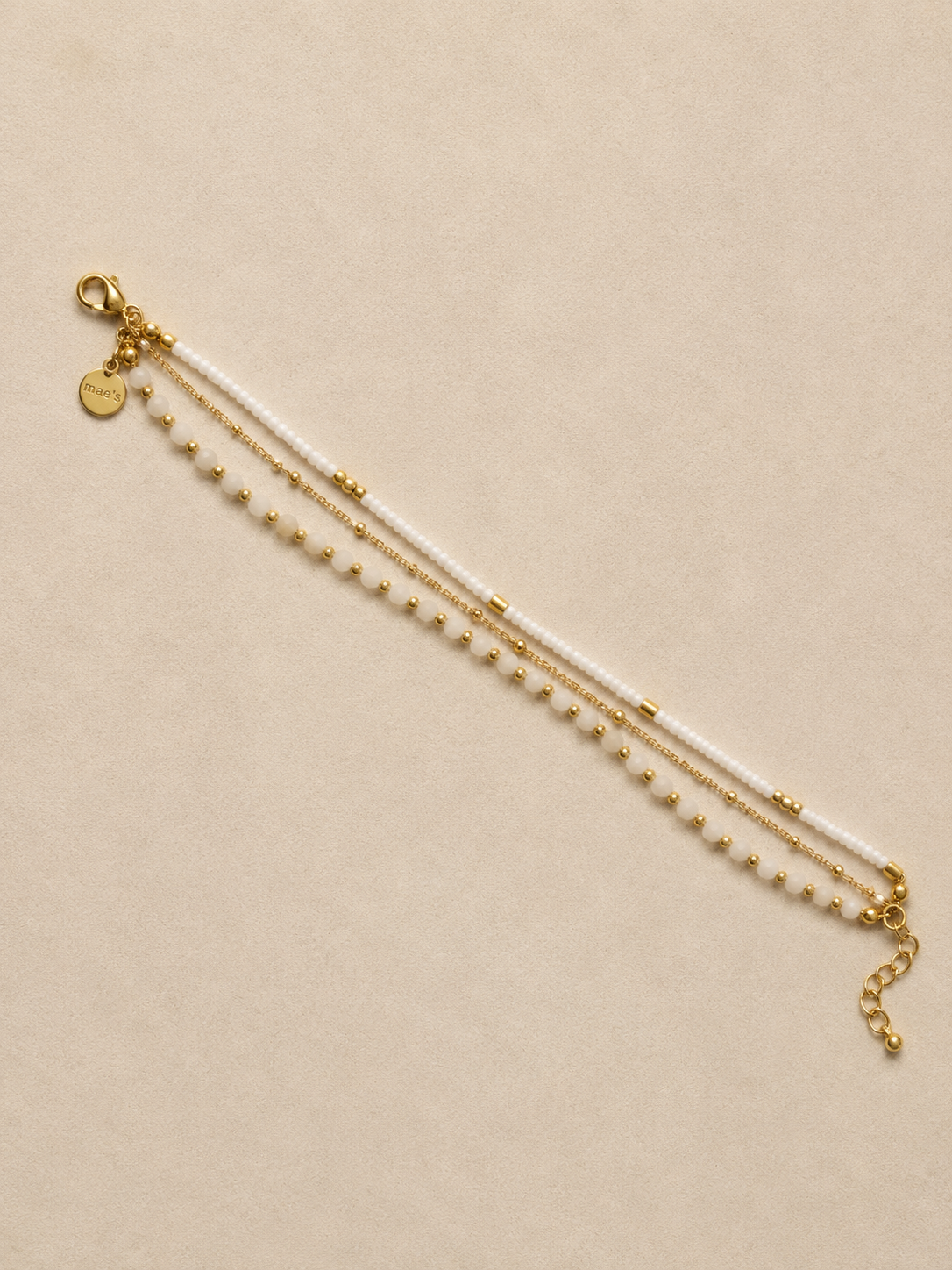 Bracelet Triple Rang Perles Blanches & Or Mae's