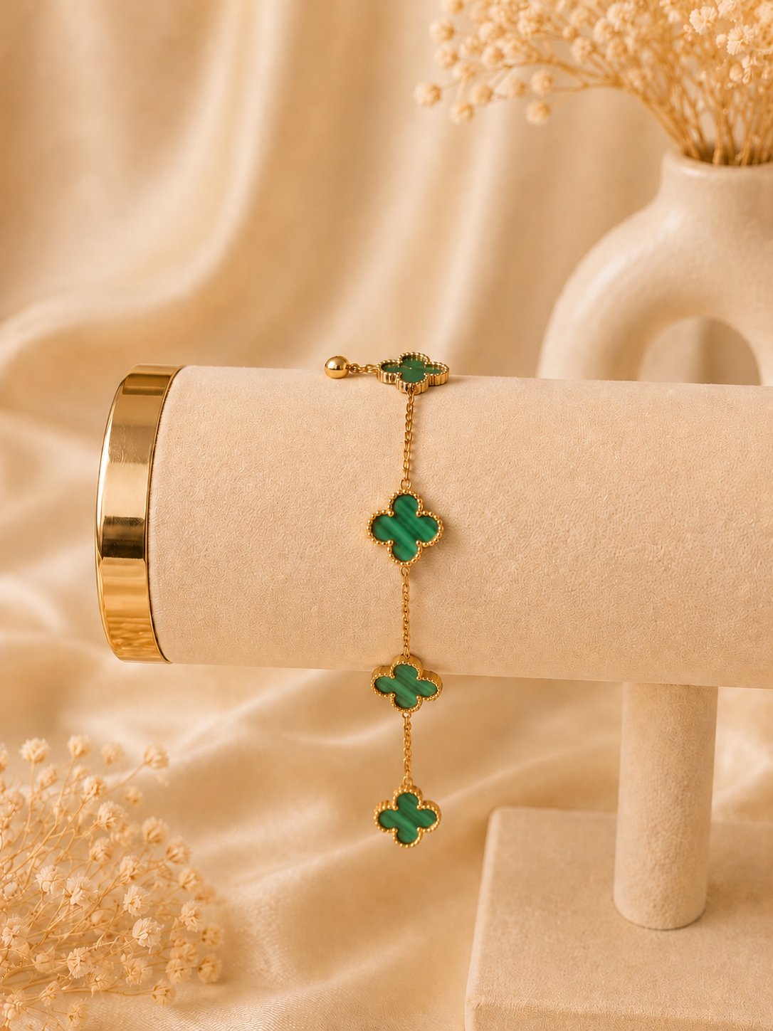 Bracelet Trèfle Acier Inoxydable — Finition Brossée