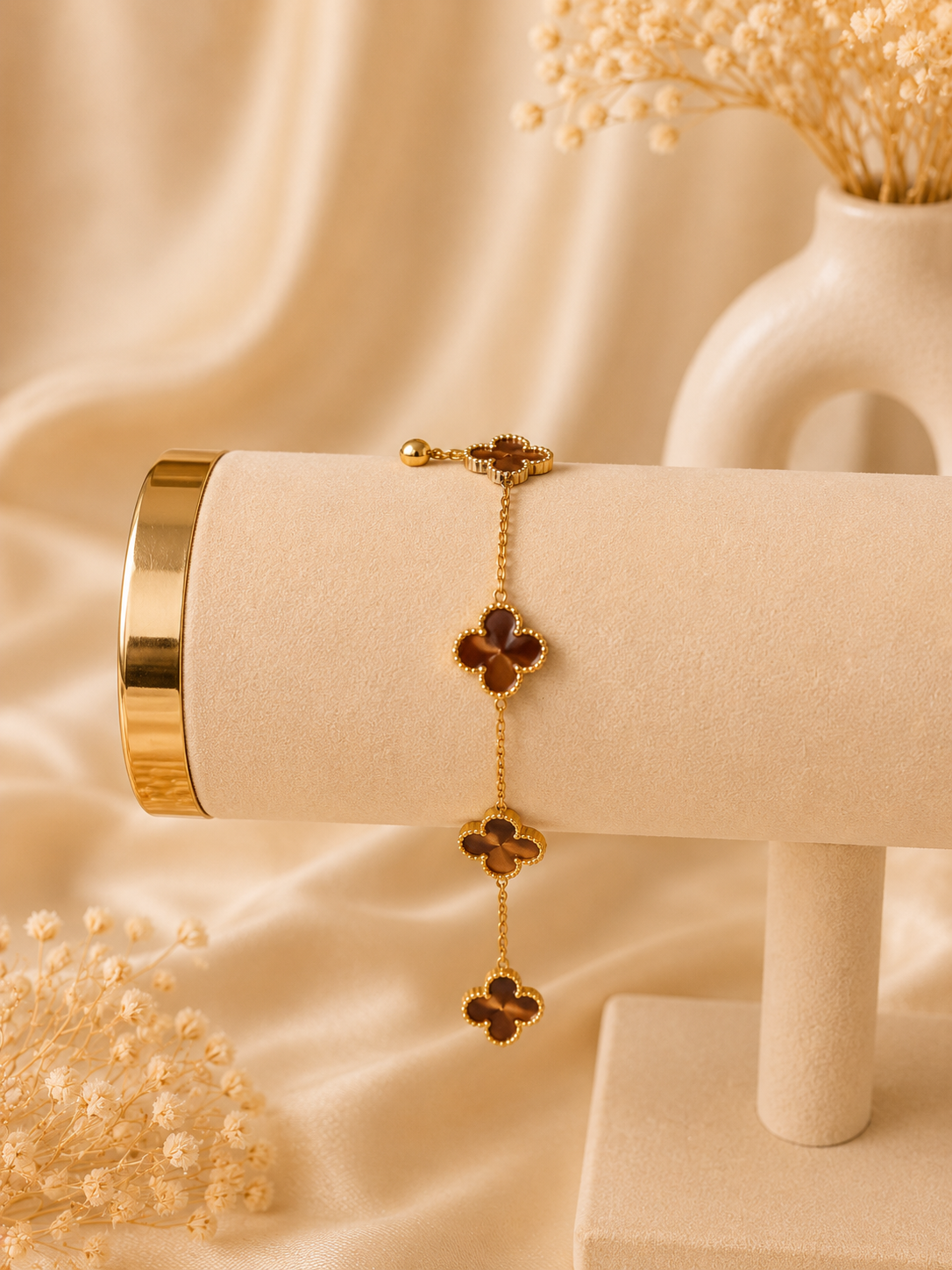 Bracelet Trèfle Acier Inoxydable — Finition Brossée